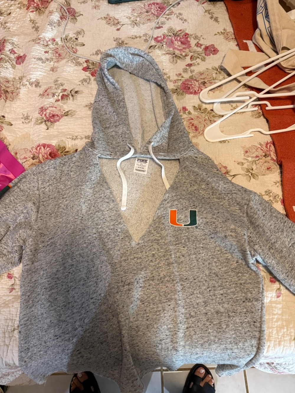 Grey Hoodie with University of Miami U Logo